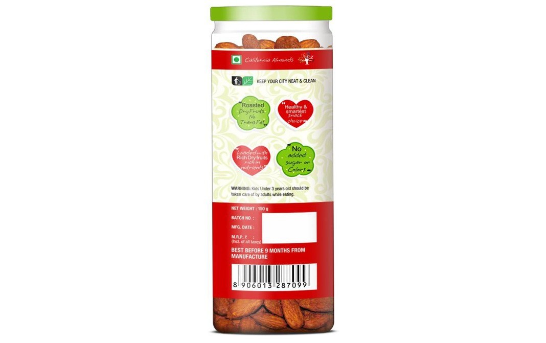 NourishVitals Pudina & Tomato Flavored Almonds   Jar  150 grams